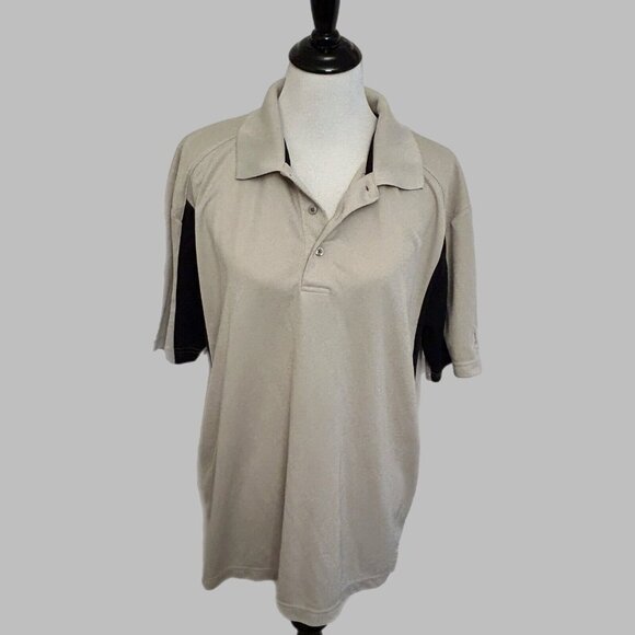 PGA Tour Golf Shirts Men LARGE Lot of 2 Black Tan Short Sleeve Polo Collared - Picture 2 of 16